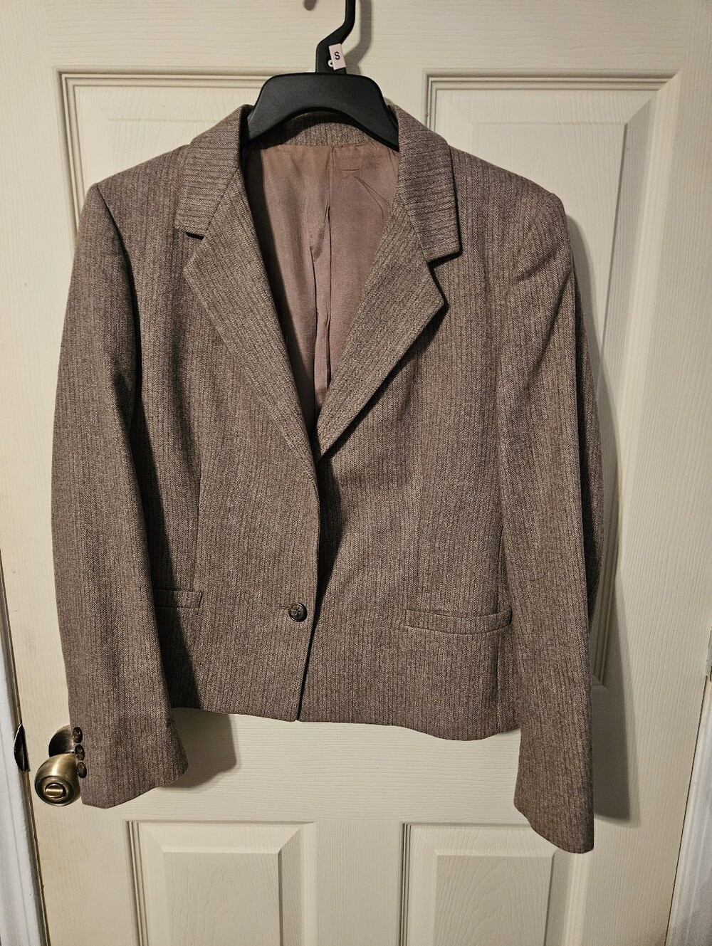 Womens Taupe Blazer Jacket - Classic Tailored Style